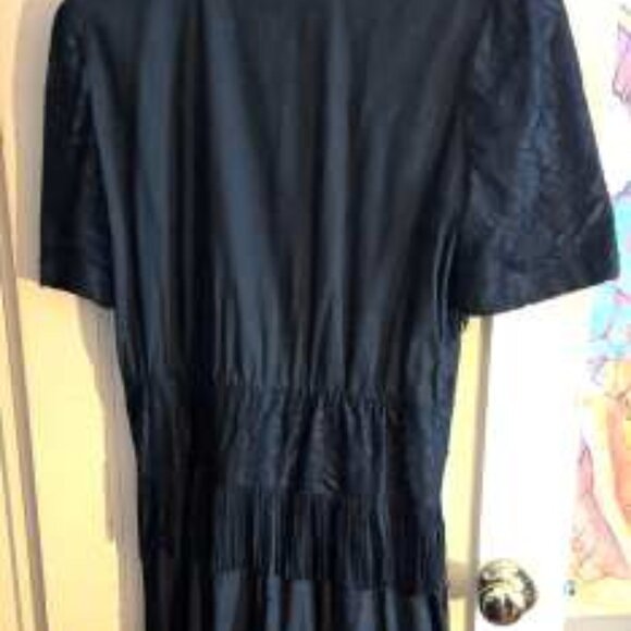 VINTAGE Western Swing Fringe Lace A-Line Dress Tillman 80s Sz M Black Rockabilly - Picture 4 of 4